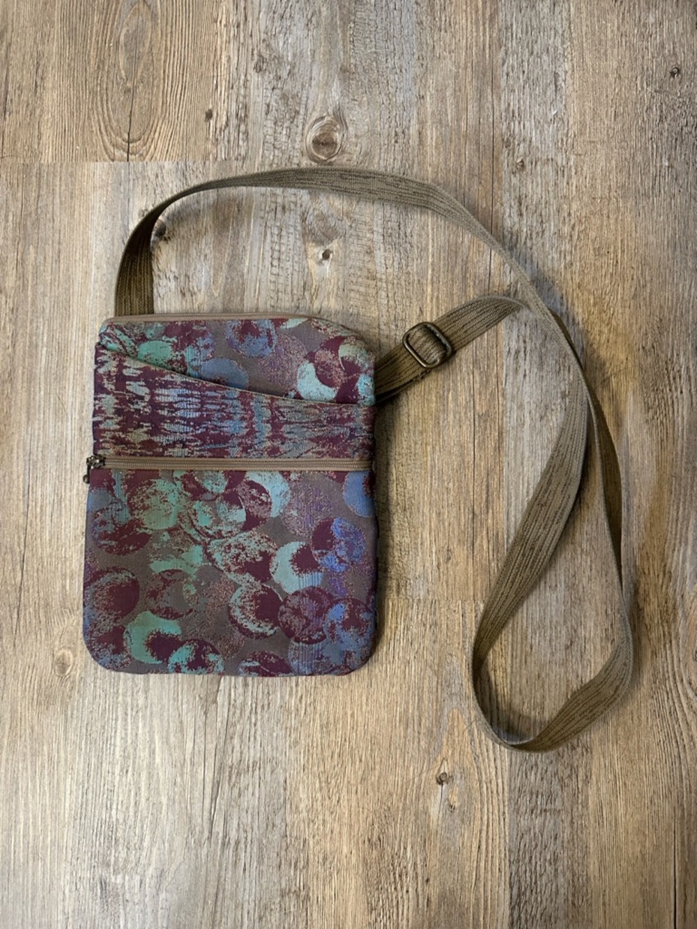 Handmade Maruca Multicolor Patterned Crossbody Bag in Burgundy and Teal